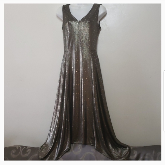 Ronni Nicole Gold Bronze  Midi Dress - Picture 1 of 4